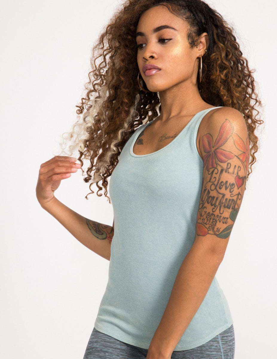 BFF Rib Tank Vintage Wash - Agave - Tanks