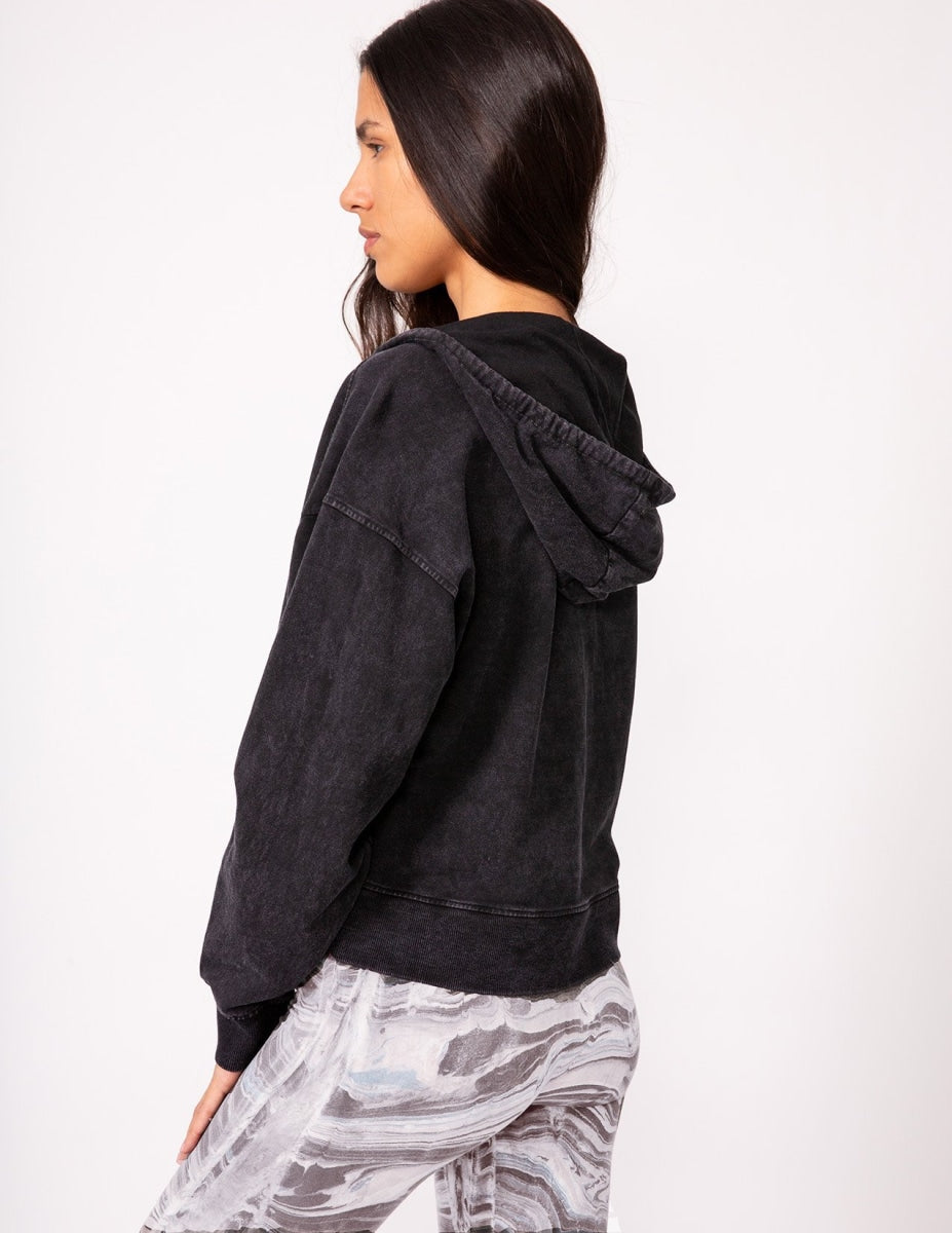 Crop Boyfriend Hoodie Vintage Wash - Obsidian - Jackets