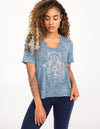 Freedom Tee - Seascape Hamsa Hand Print - Tops