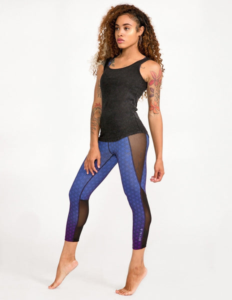 Kali 3/4 Legging - Flower Of Life Ombre - Obsidian - Leggings