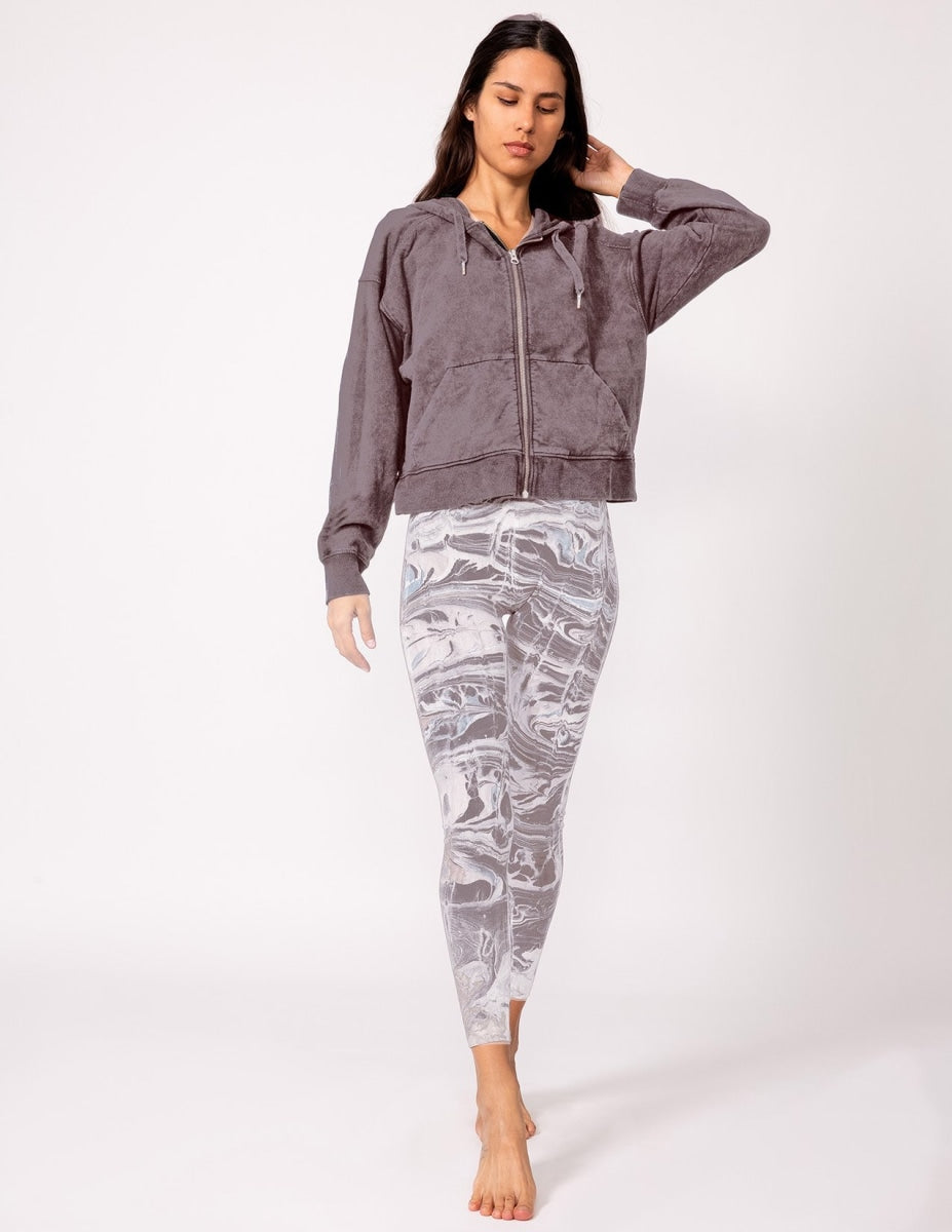 Crop Boyfriend Hoodie Vintage Wash - Wolf - Jackets